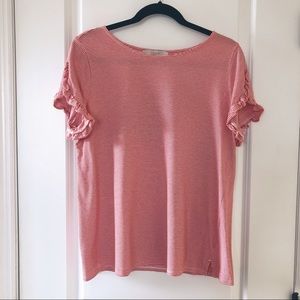 Loft Ruffle Sleeve Tee, L, VGUC